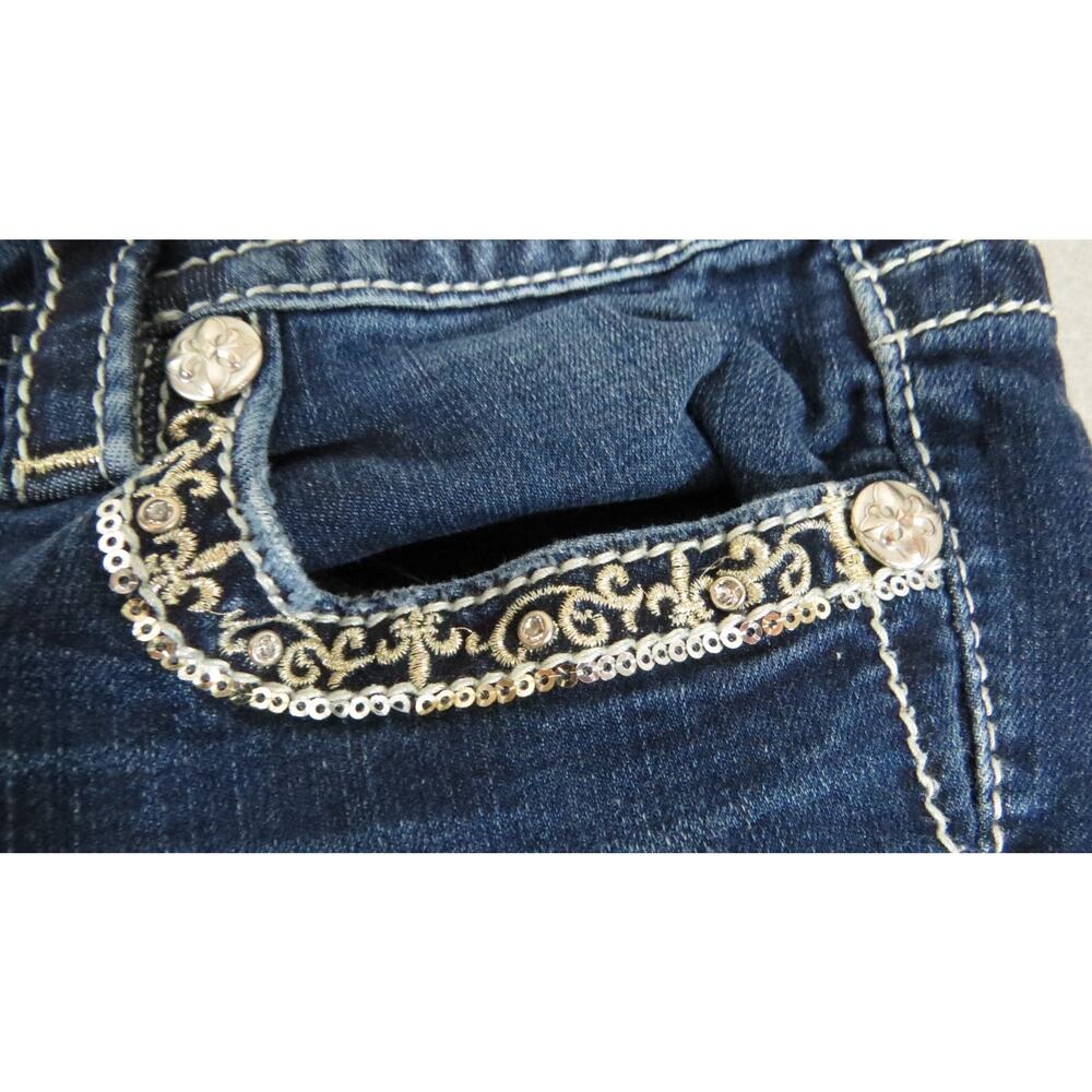 Y2K Miss Me Hailey Skinny Jeans Womens 29 Blue Flap Pocket Bling Stretch Denim - Picture 7 of 13